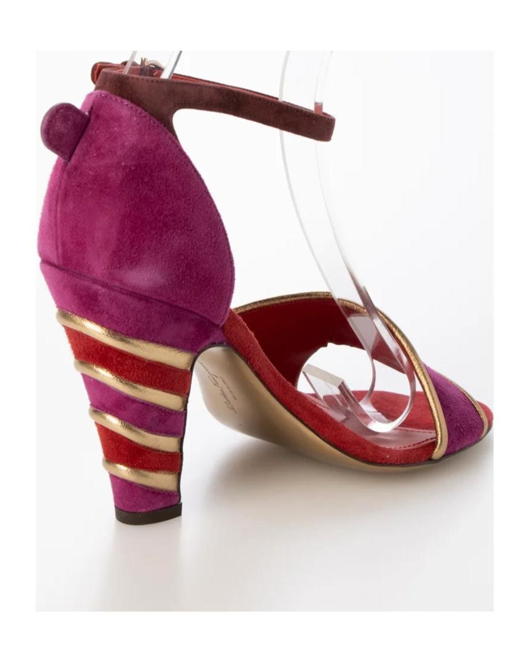 Ferragamo Pink Logo Details High-Heeled Sandals