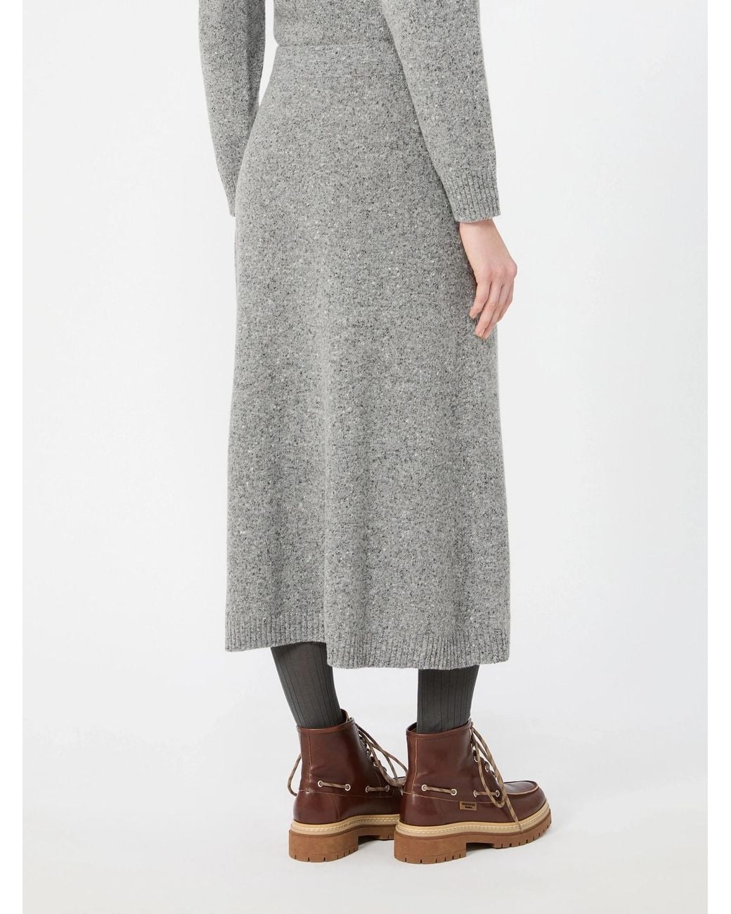 Weekend by Maxmara Gray Wkdaloa Flared Midi Tweed Skirt
