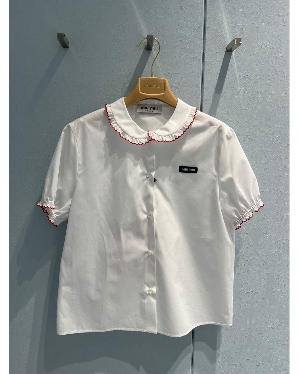 Miu Miu White Embroidered Poplin Shirt