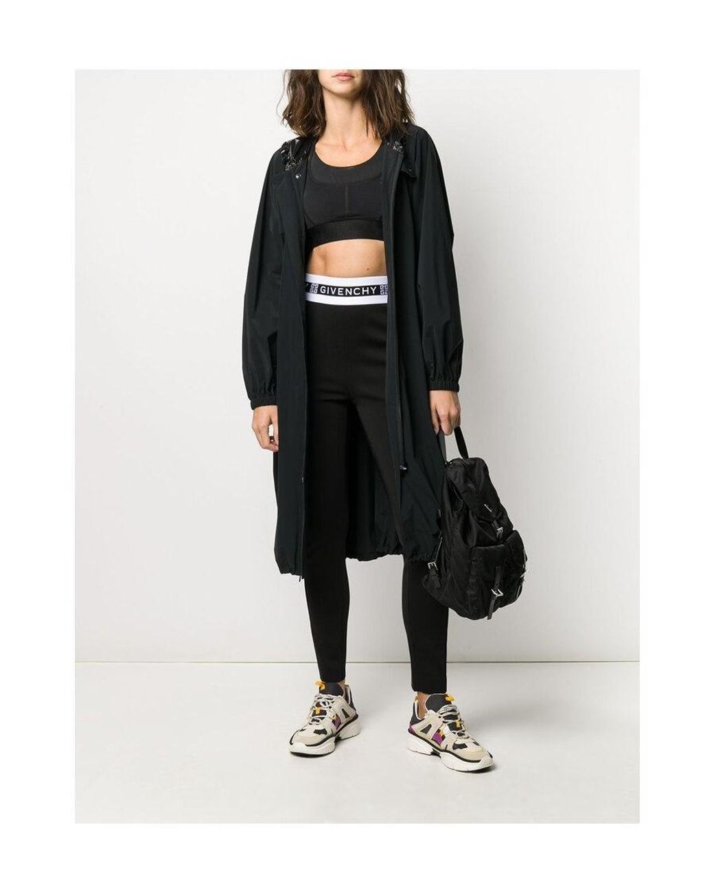 Givenchy Black Hooded Belted Raincoat