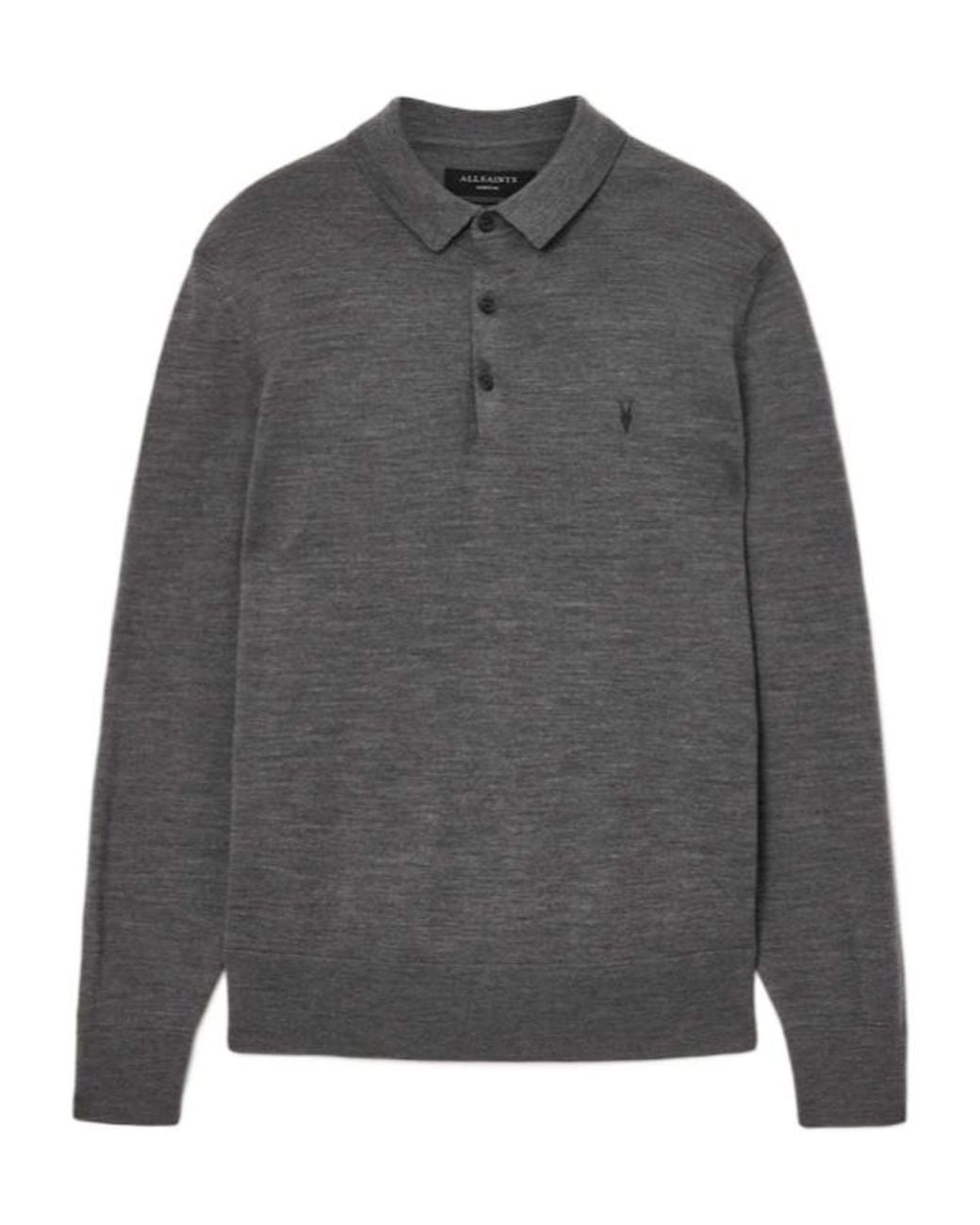 AllSaints Gray Long-Sleeve Polo Shirt for men