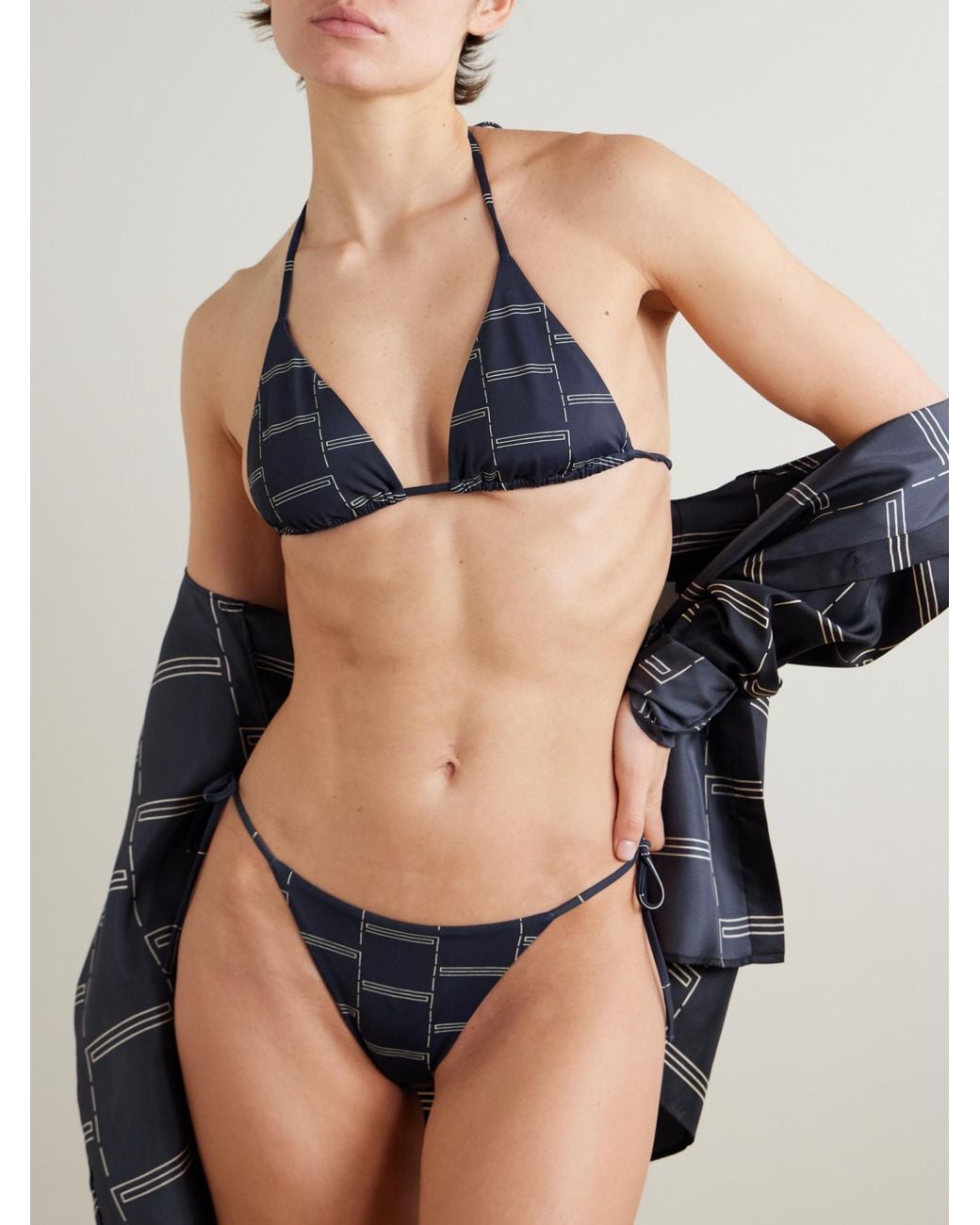 Matteau Blue The String Printed Recycled Triangle Bikini Top