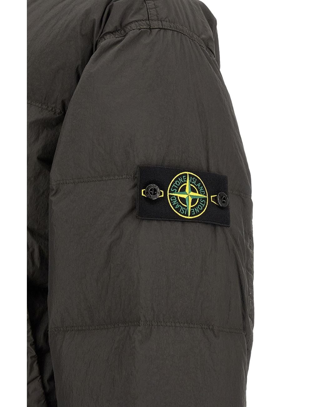 Stone Island Gray High Collar Down Jacket for men