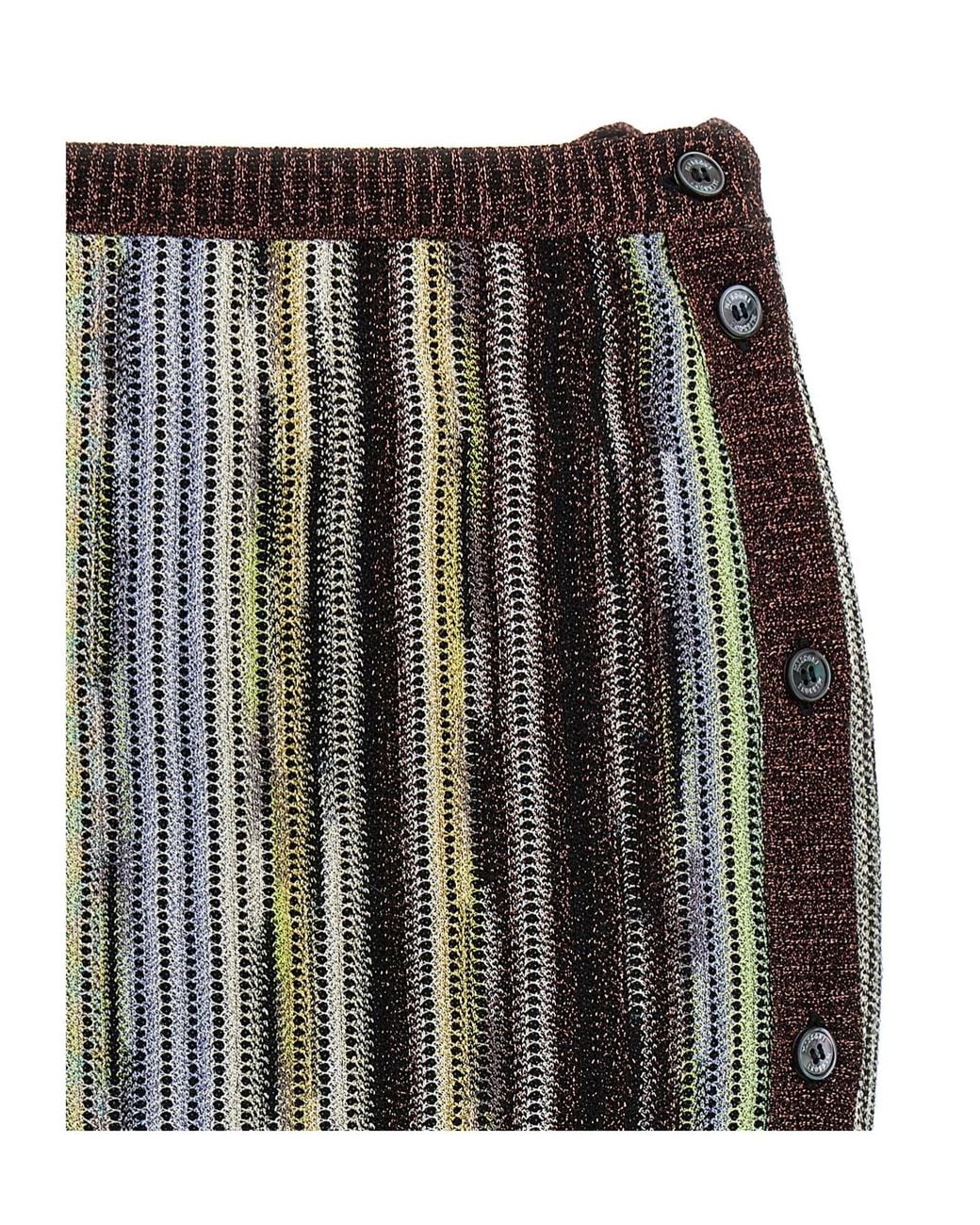 Missoni Black Striped Side Buttoned Mini Skirt