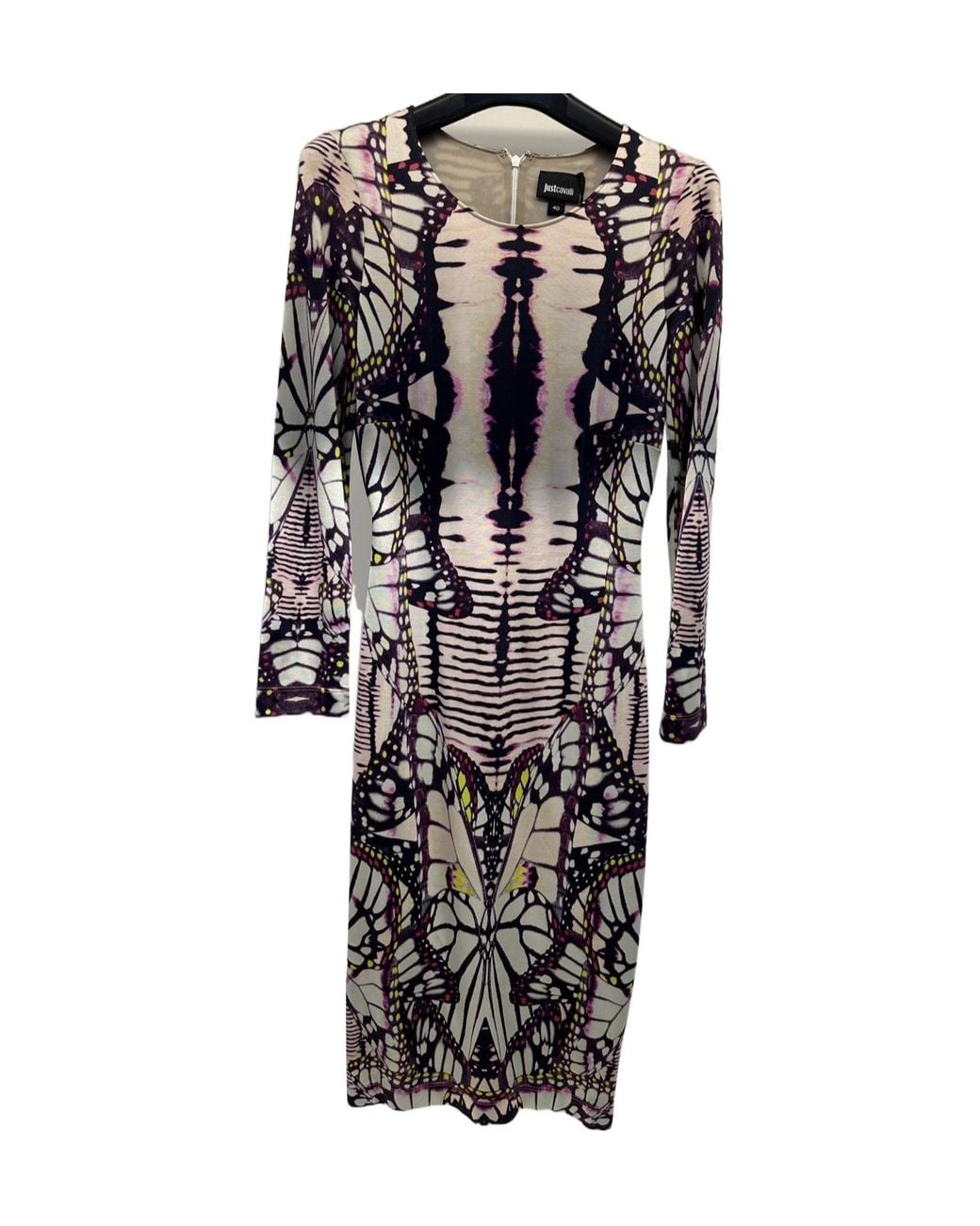 Just Cavalli Black Printed Long-Sleeved Dress