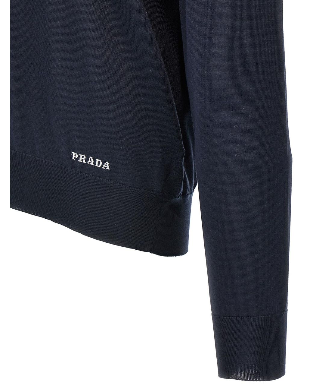 Prada Blue Long Sleeved Crewneck Jumper for men