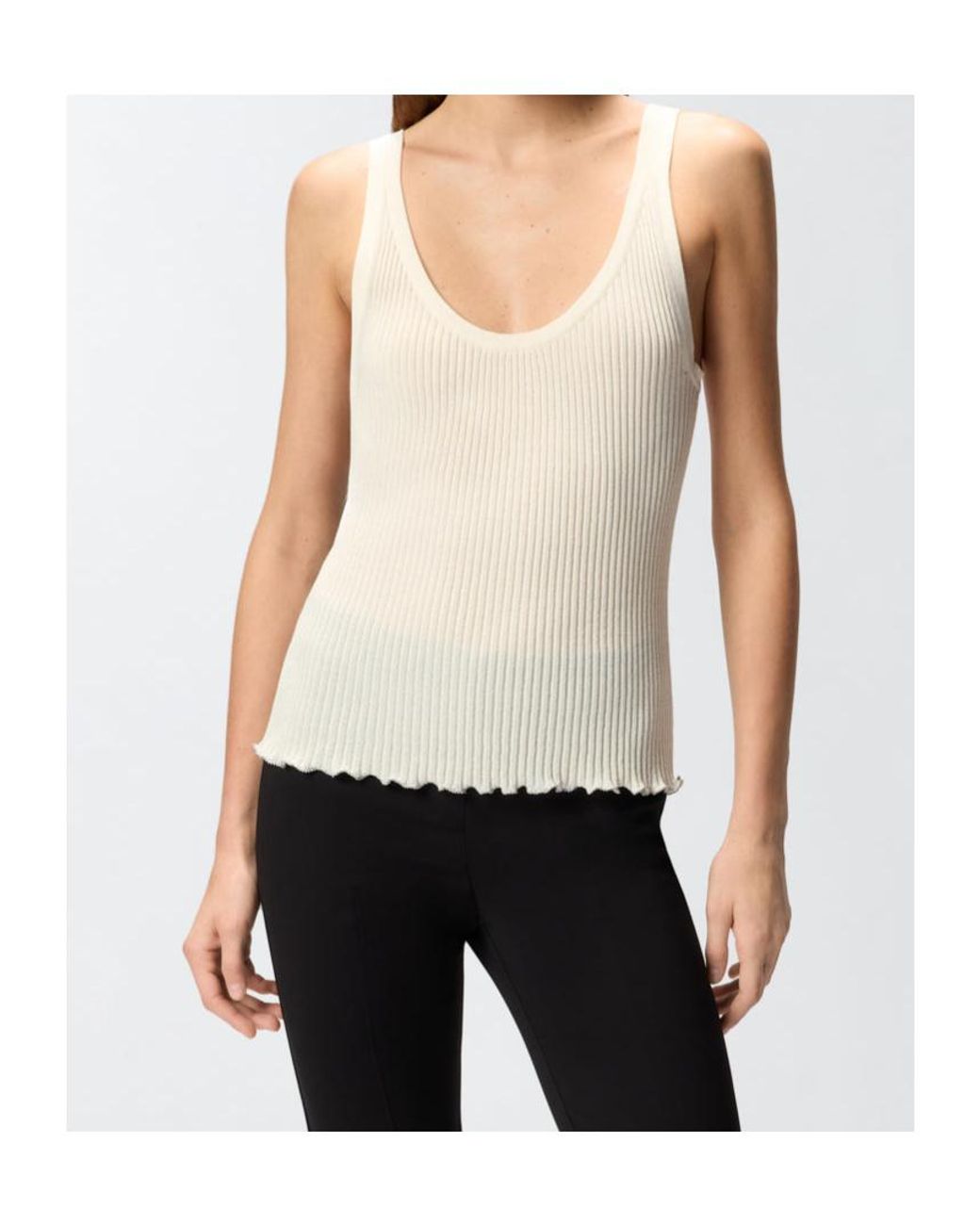 Pinko Natural Ribbed Vest Top