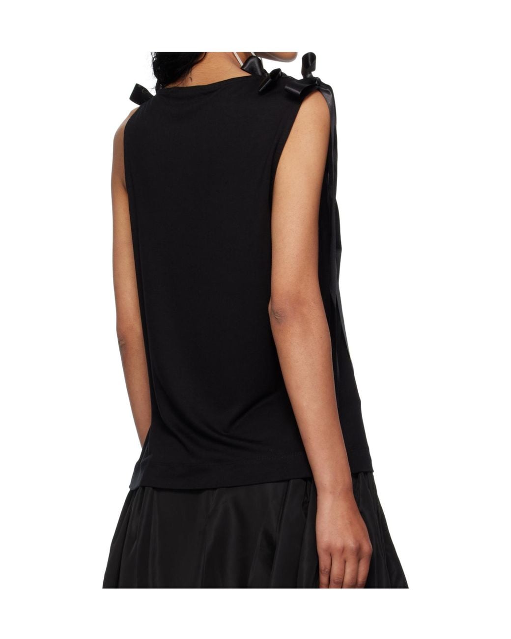 Simone Rocha Black Bow Ribbon Tail Tank Top