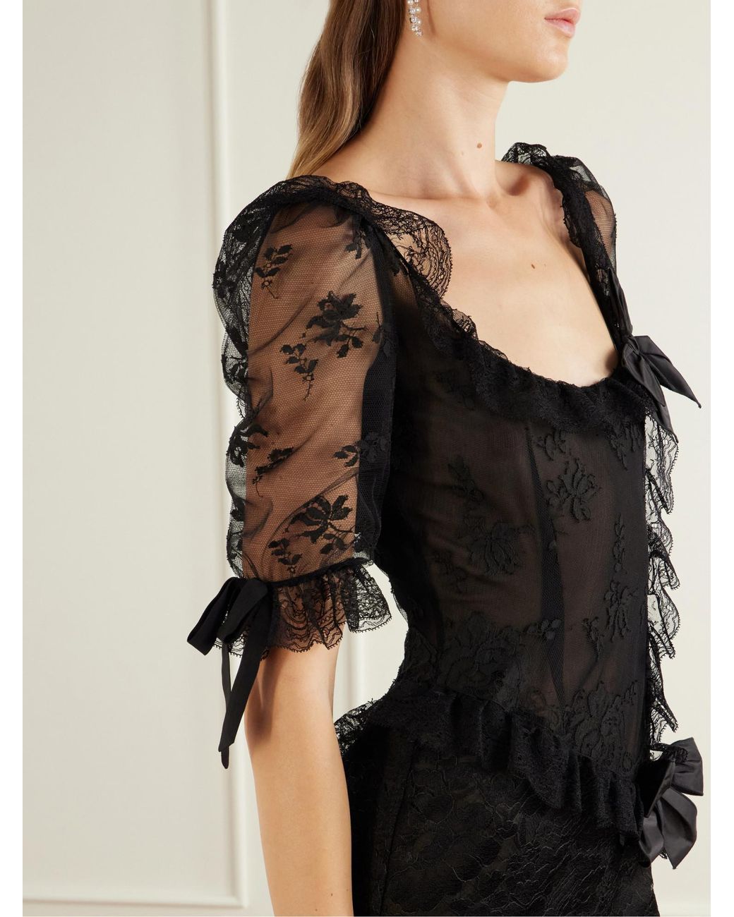 Alessandra Rich Black Cotton-Blend Midi Dress