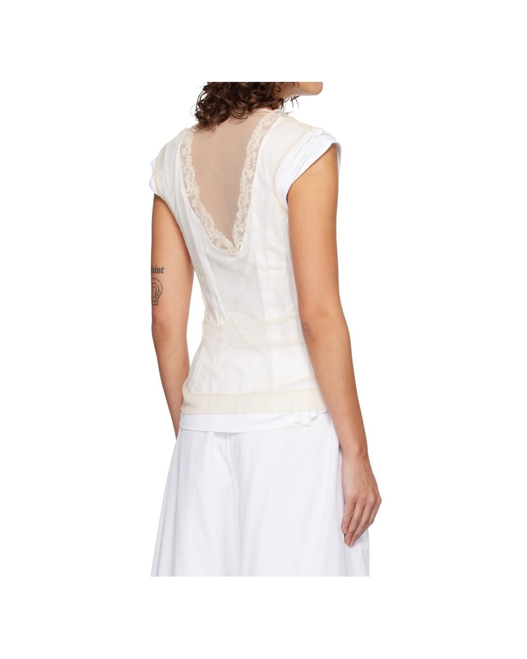 Simone Rocha White Layered Lace-Trimmed T-Shirt