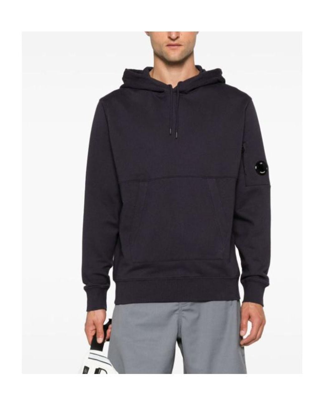 C P Company Blue Long-Sleeved Hooded Hoodie for men