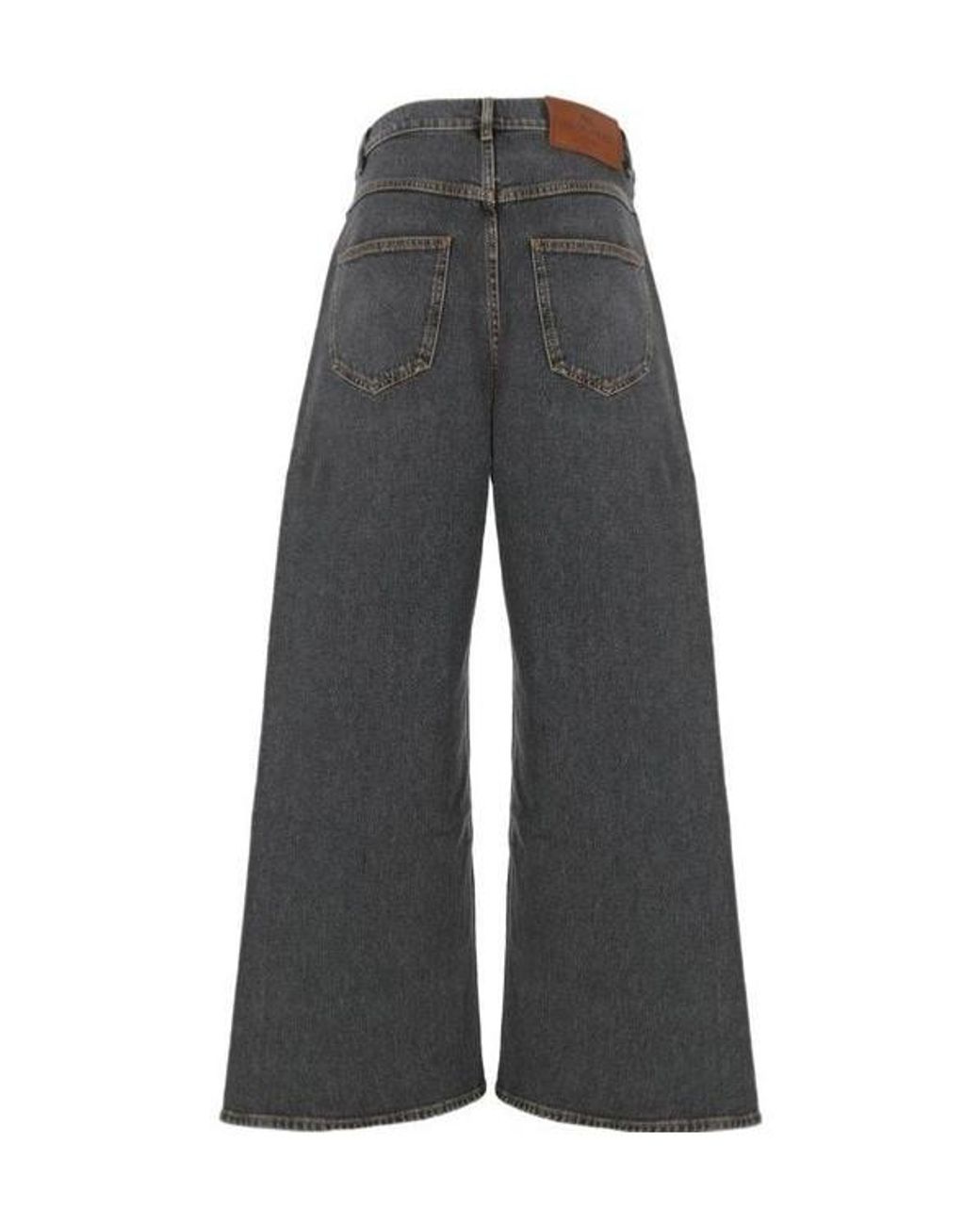 Etro Gray Wide-Leg Washed Denim Jeans