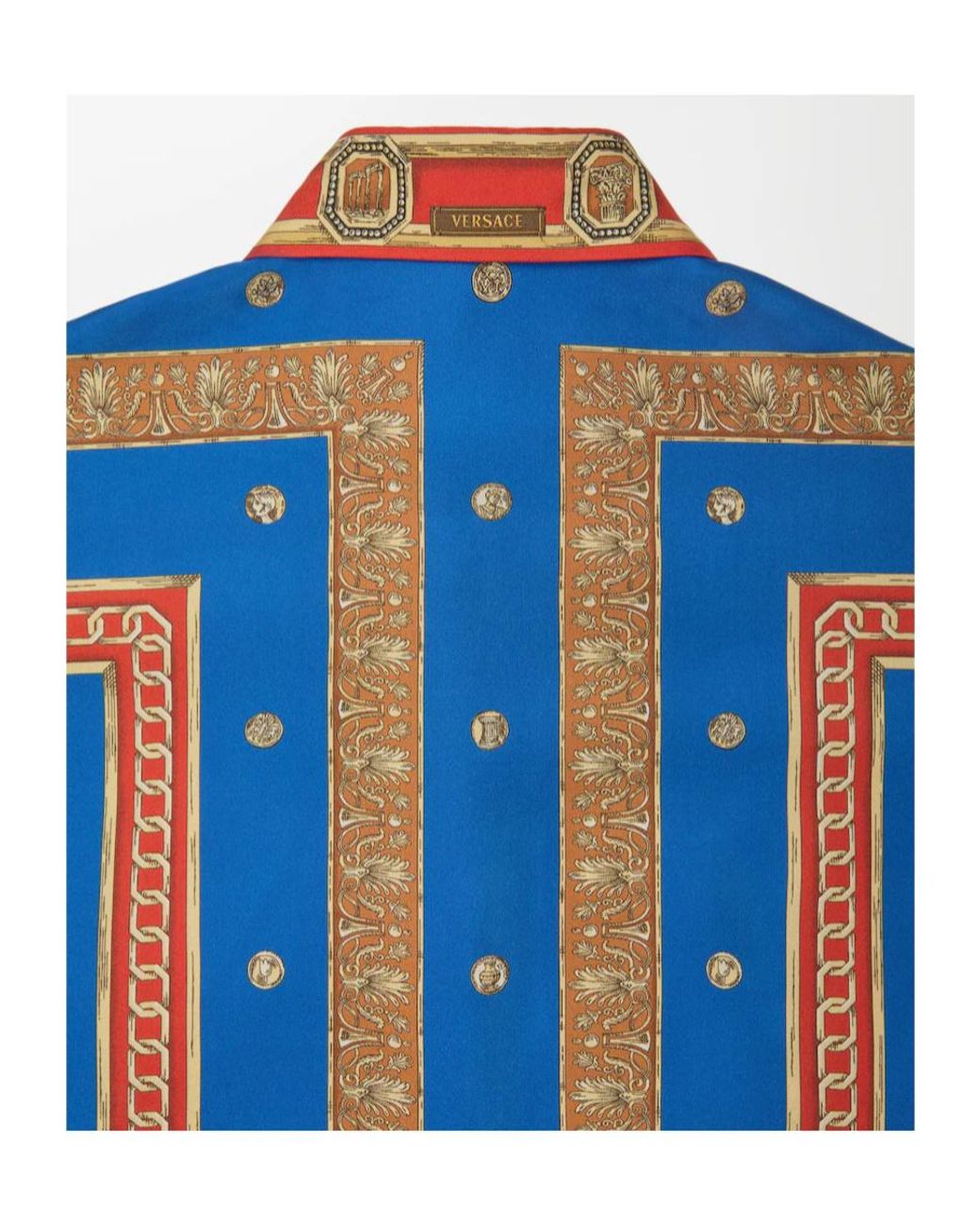 Versace Blue Pattern-Printed Twill Regular Shirt for men