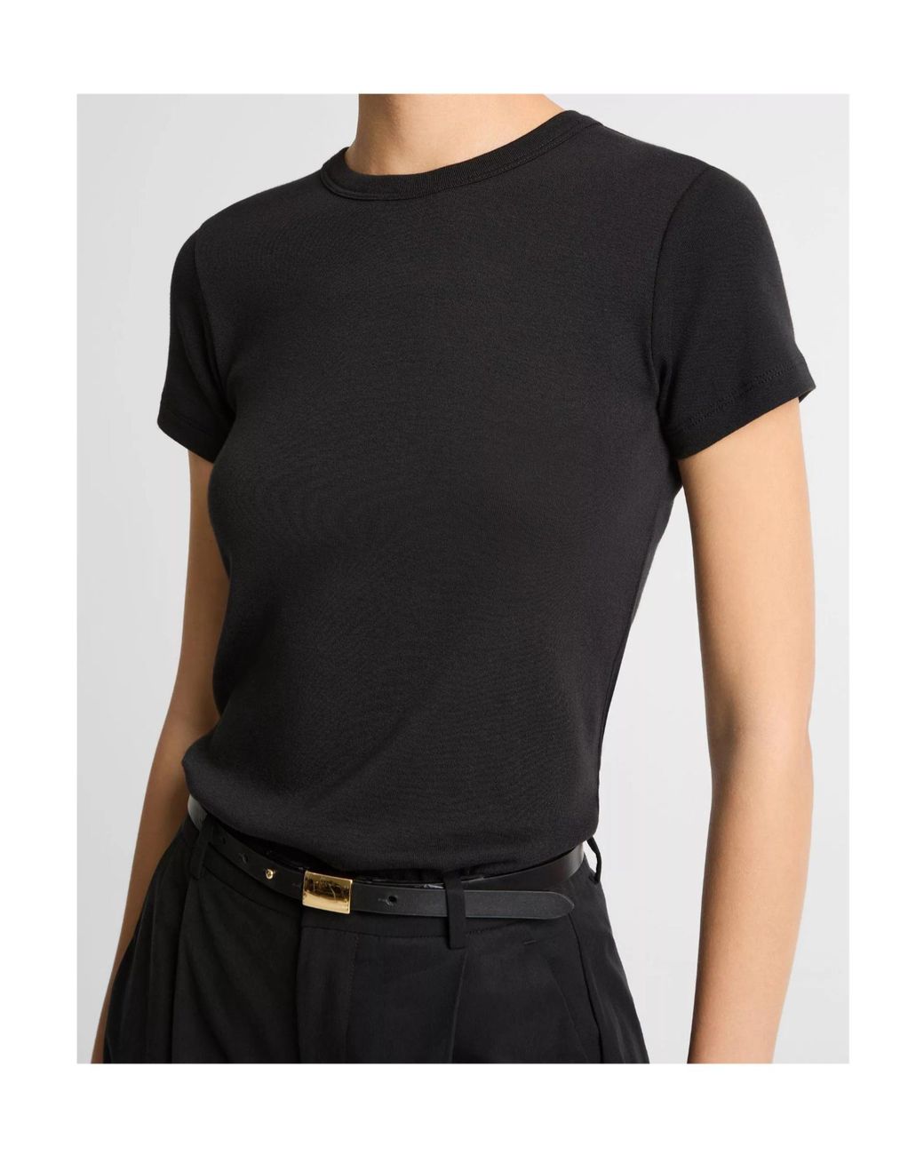 Vince Black Ribbed Crew-Neck T-Shirt