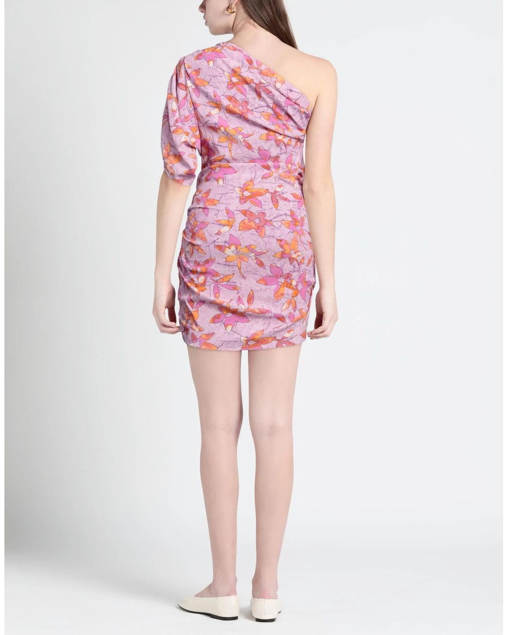 Isabel Marant Pink Floral Print One-Shoulder Dress