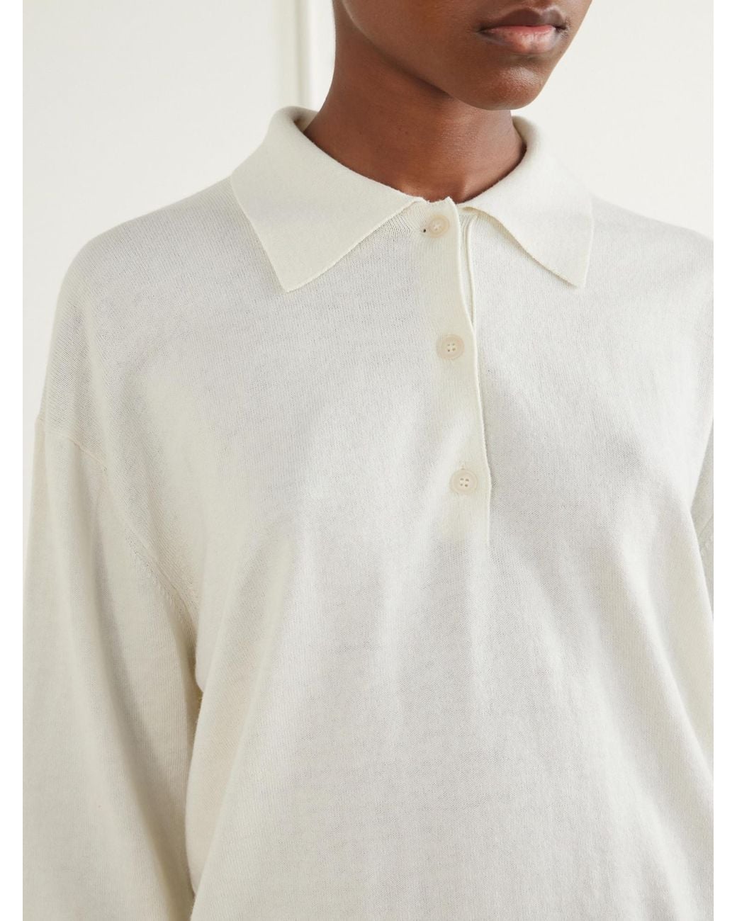 High Sport White Cotton And Wool-Blend Polo Shirt