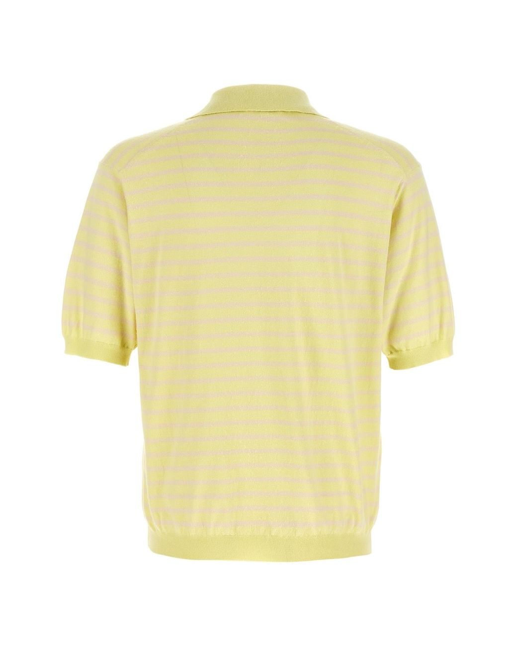 Auralee Yellow High Gauge Knit V-Neck Skipper Polo Shirt for men