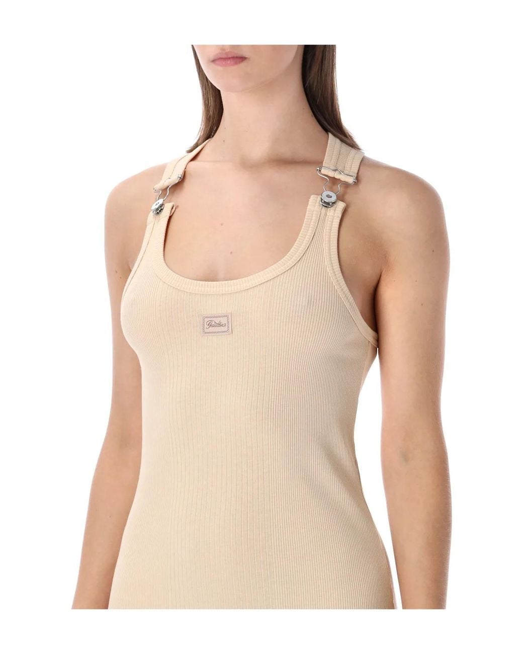 Jean Paul Gaultier Natural Sleeveless Ribbed Mini Dress