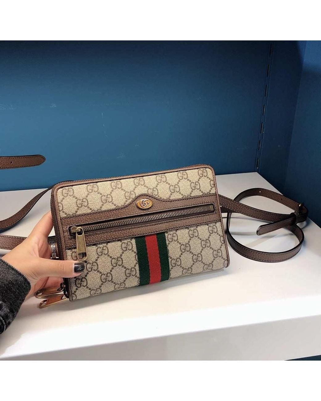 Gucci Brown Ophidia Series Small Backpacks for men