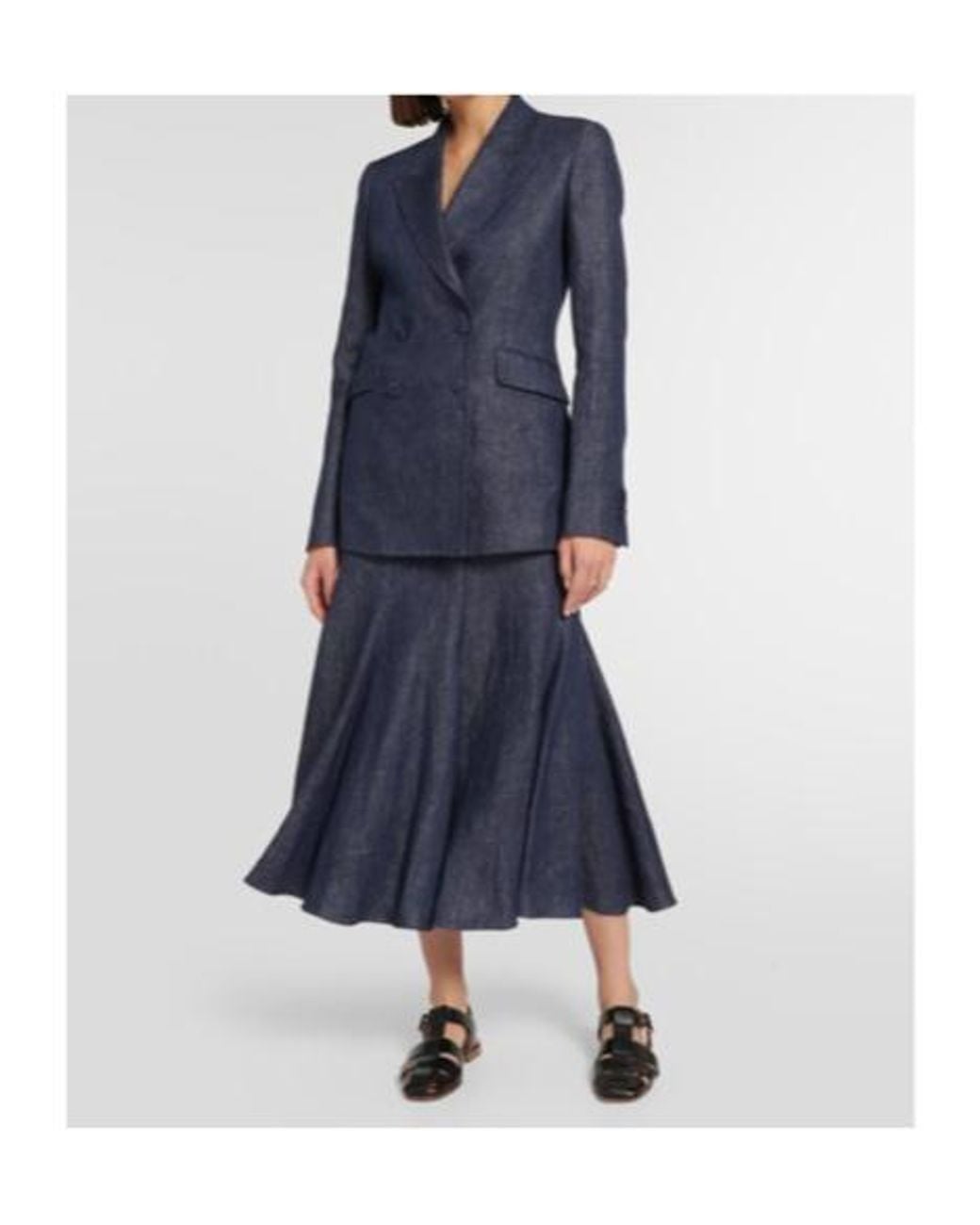 Gabriela Hearst Blue Linen Maxi Skrit