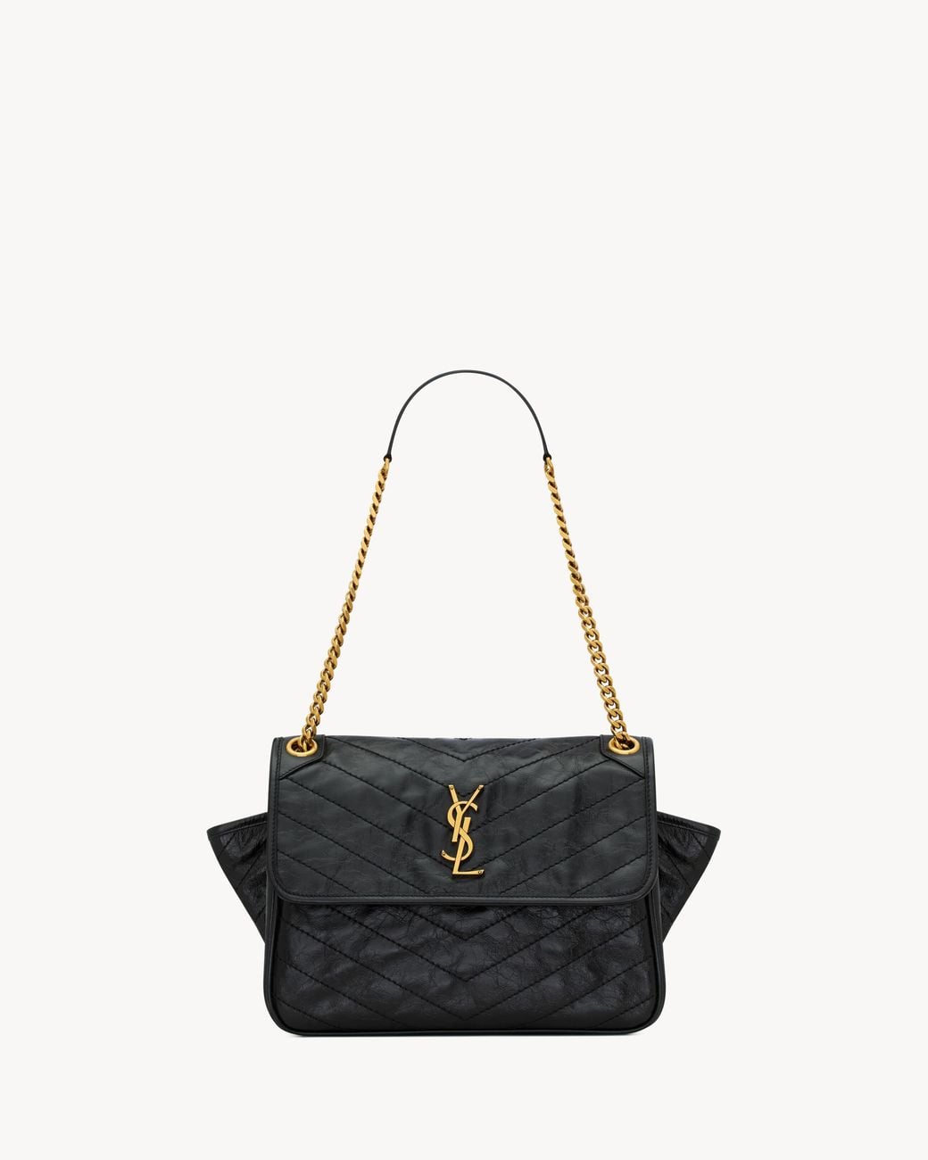 Saint Laurent Black Niki Logo Plaque Shoulder Bag