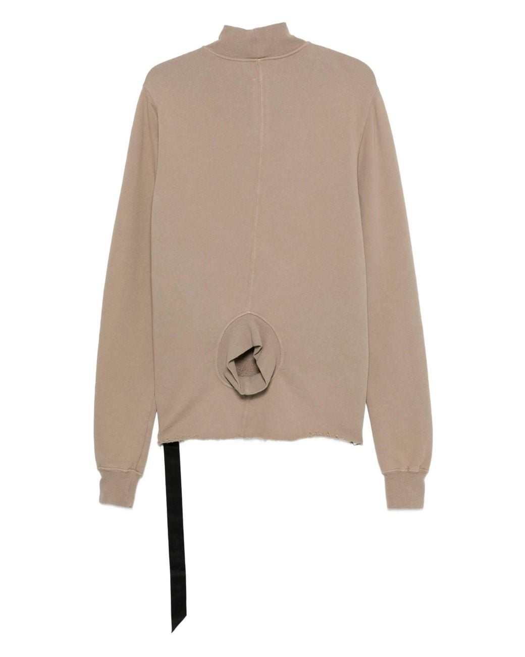 Rick Owens Natural Drkshdw Mock-Neck Frayed-Hem Sweater for men