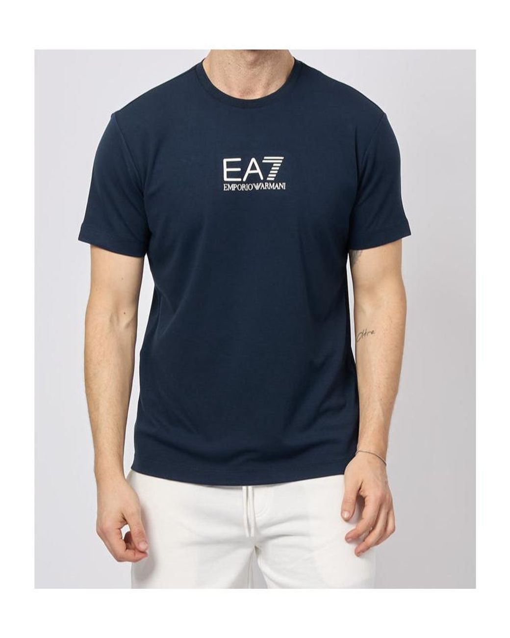 EA7 Blue Short-Sleeved T-Shirt for men