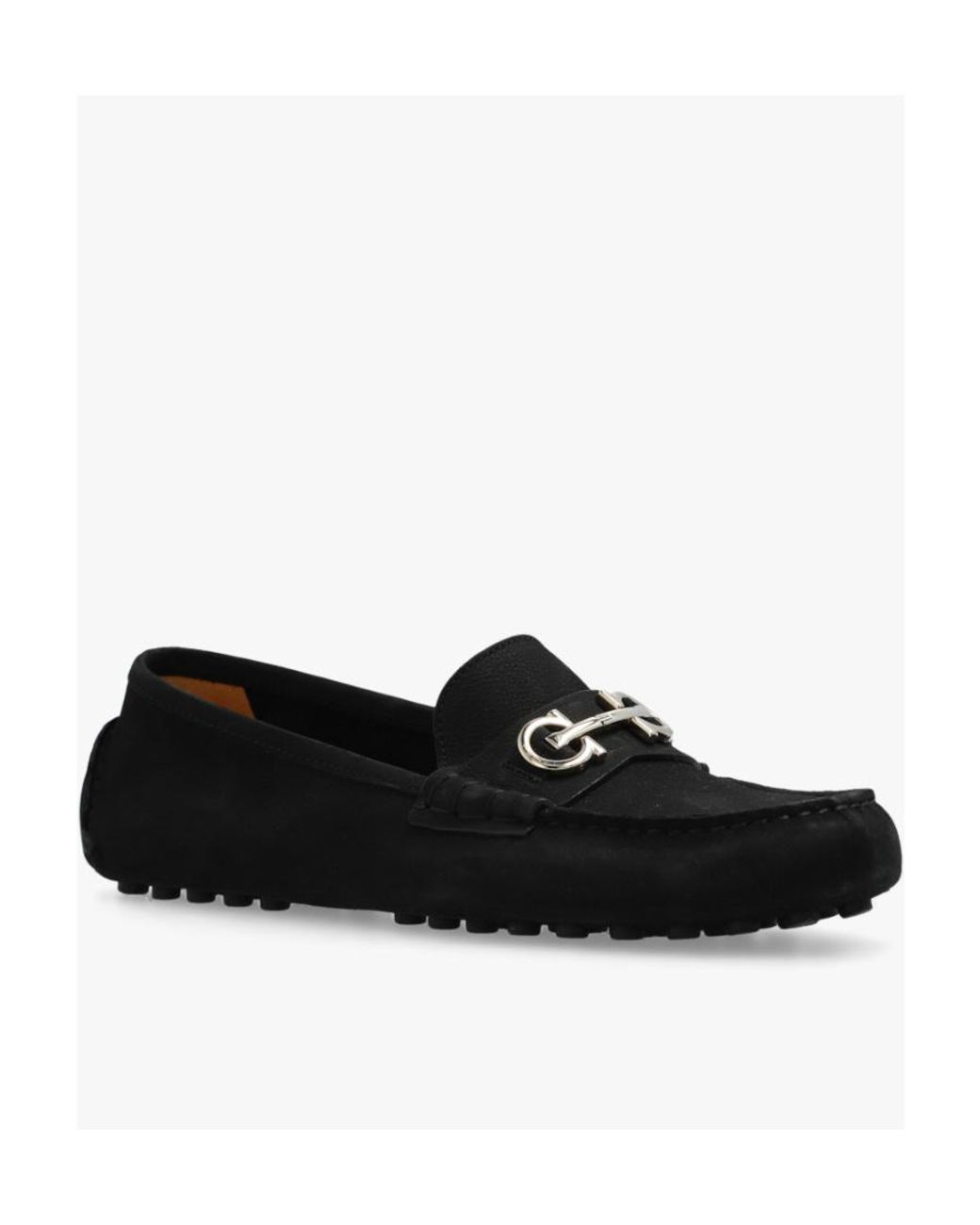 Ferragamo Black Logo Plaque Loafers