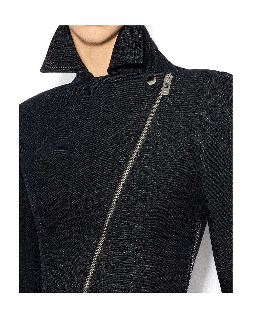Alaïa Black Wool Denim Biker Jacket