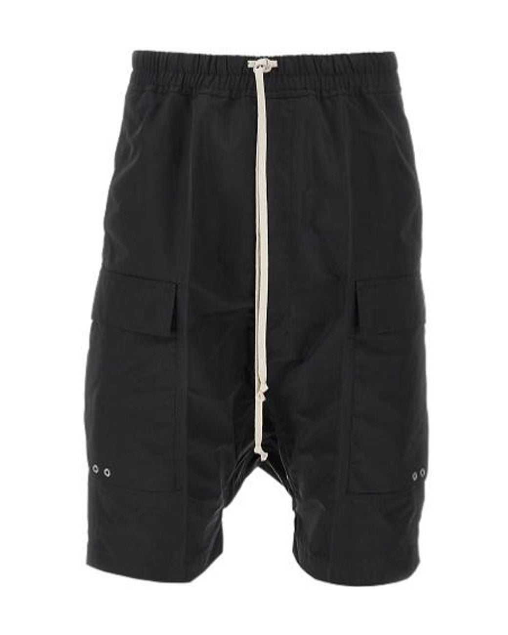 Rick Owens Black Drawstring Elasticated Waistband Cargo Shorts for men