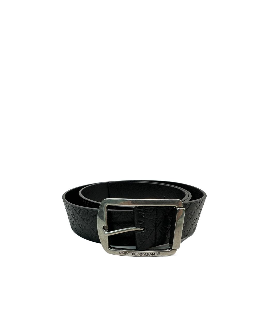 Emporio Armani Black Embossed Logo Belt for men