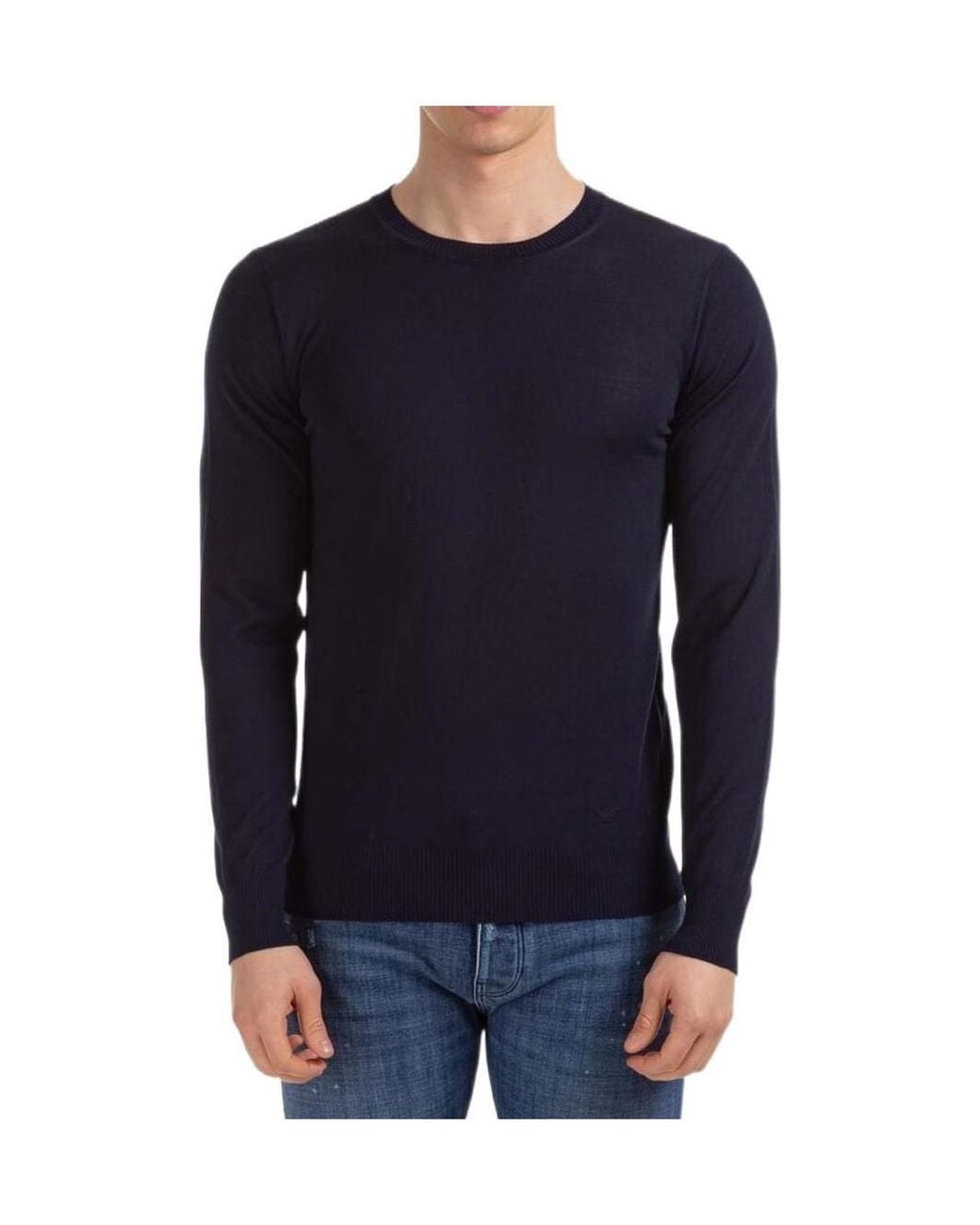 Emporio Armani Blue Crewneck Knitted Jumper for men