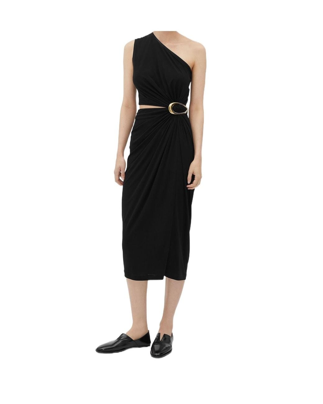 Bottega Veneta Black Buckle Detailed Sleeveless Midi Dress