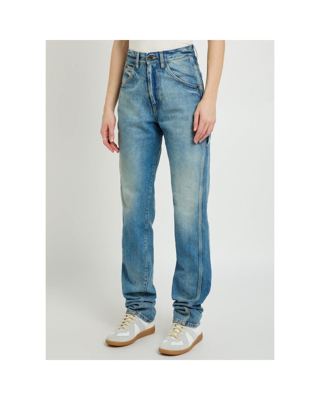 Maison Margiela Blue High-Rise Straight-Leg Jeans