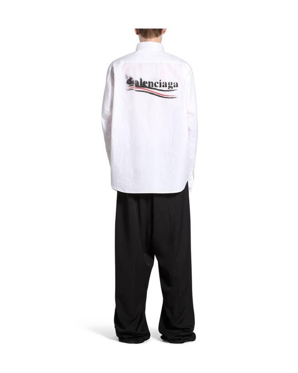 Balenciaga White Political Stencil Large Fit Shirt for men