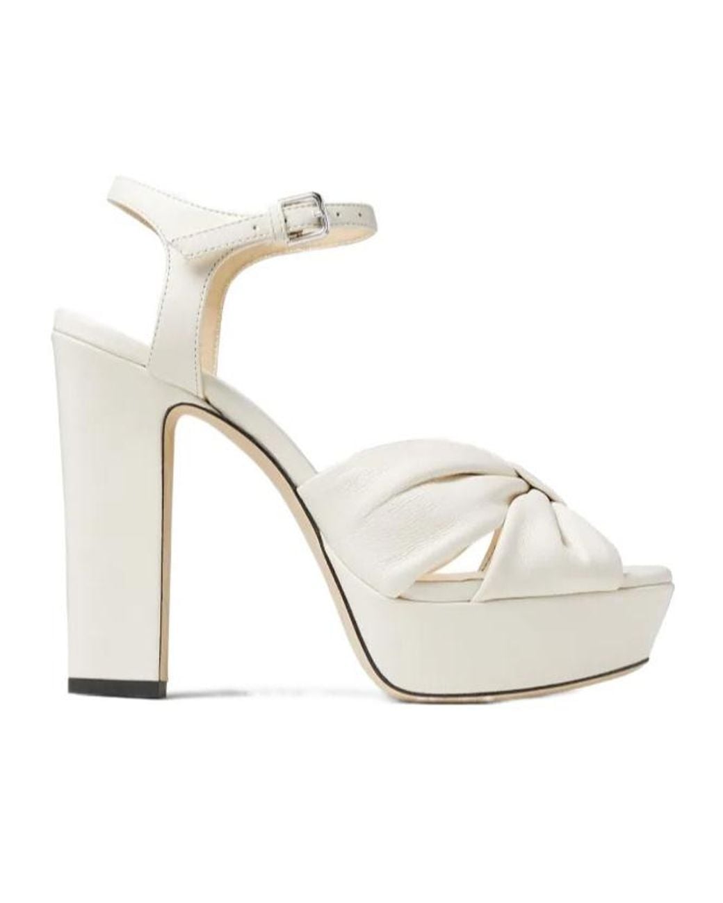 Jimmy Choo White Thick Square High Heel Sandals