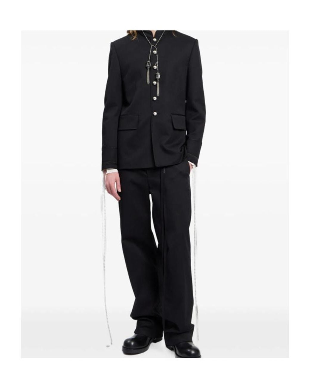 Ann Demeulemeester Black Cotton-Drill Straight-Leg Trousers for men