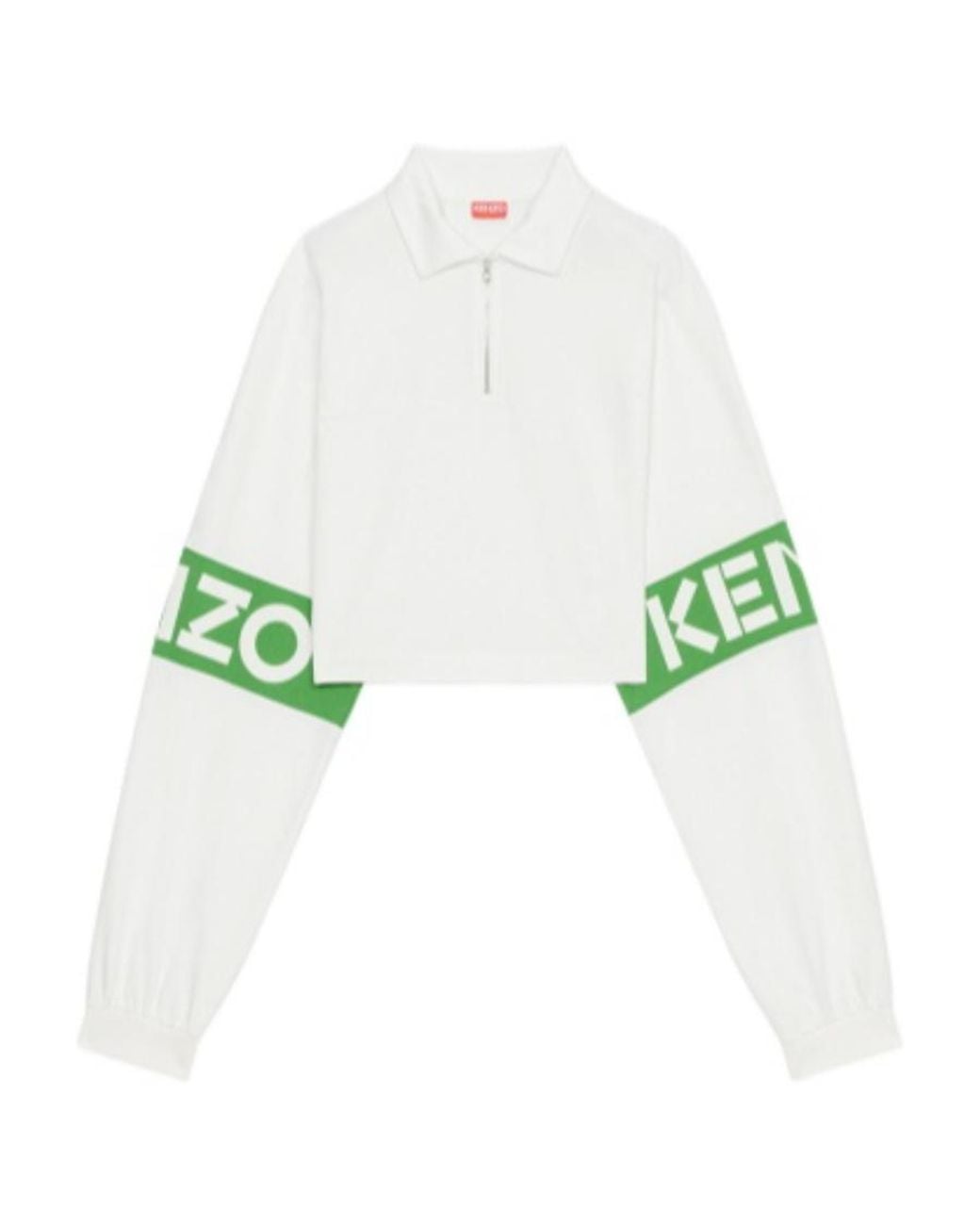 KENZO Green Logo Printed Polo Sweatshirt