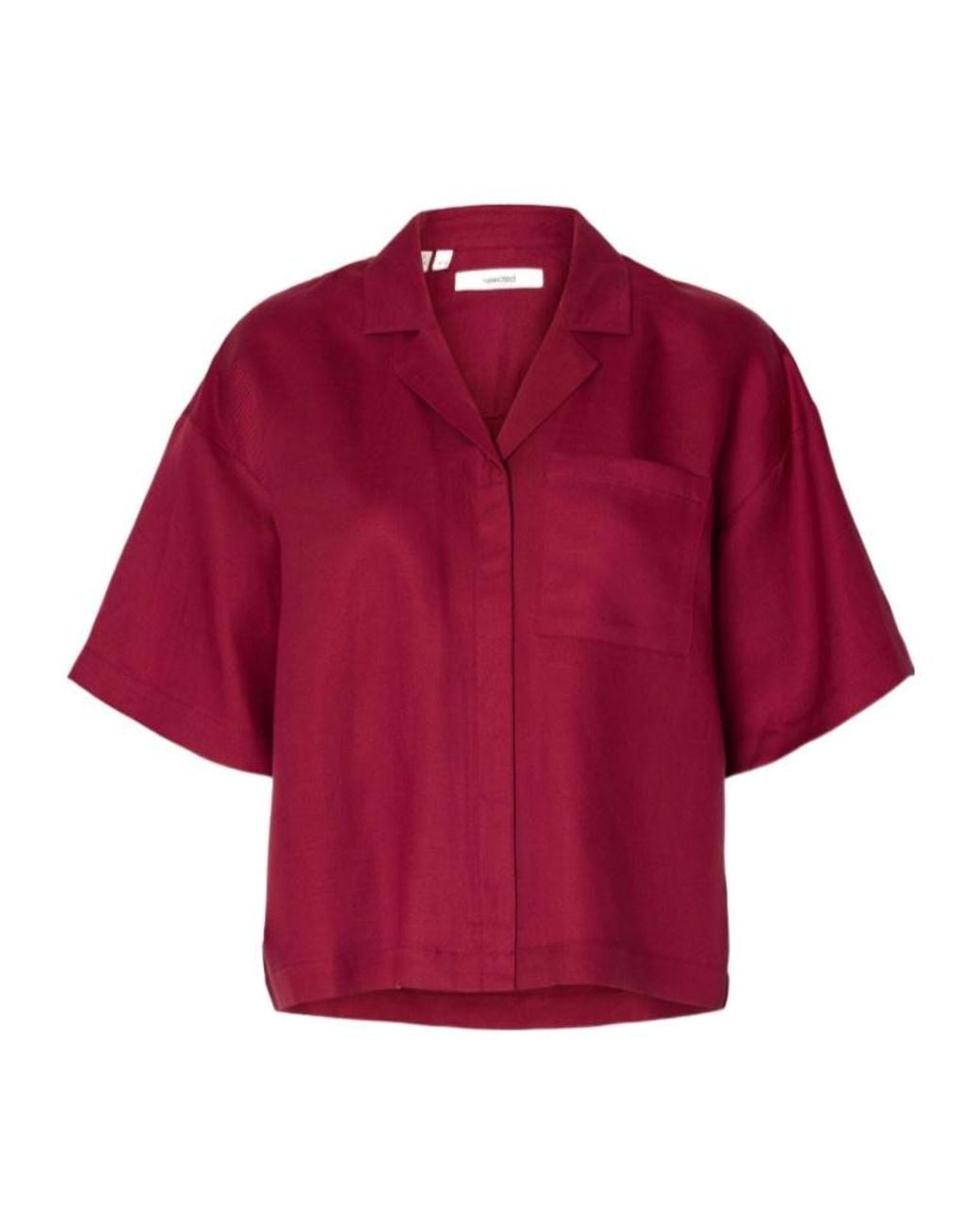 SELECTED Red Boxy Short-Sleeve Shirt