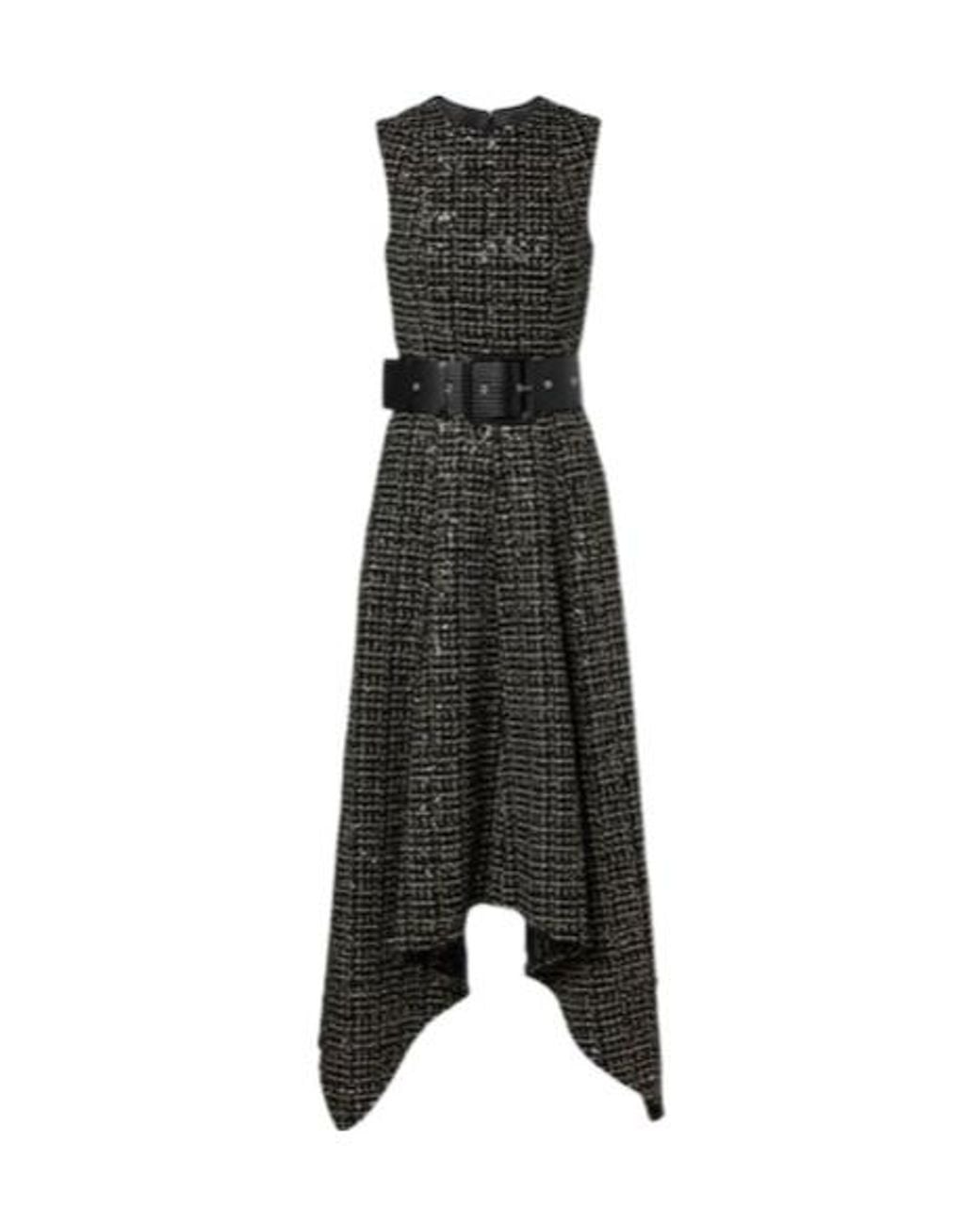 Safiyaa Black Okimi Sequined Tweed Midi Dress