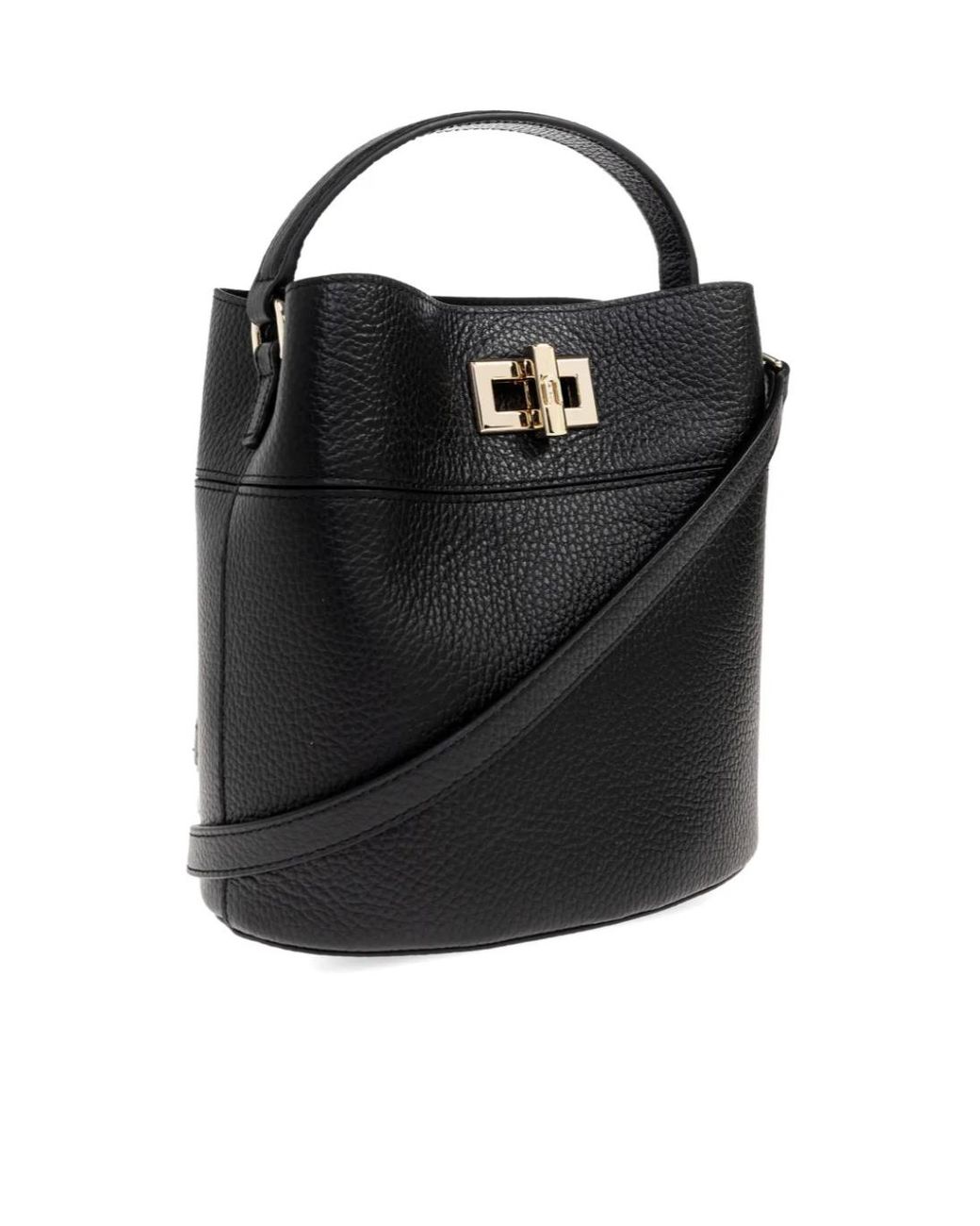 Furla Black Top Handle Bucket Bag