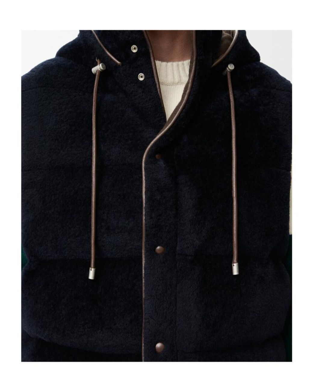 Loewe Black Drawstring Waist Shearling Waistcoat for men