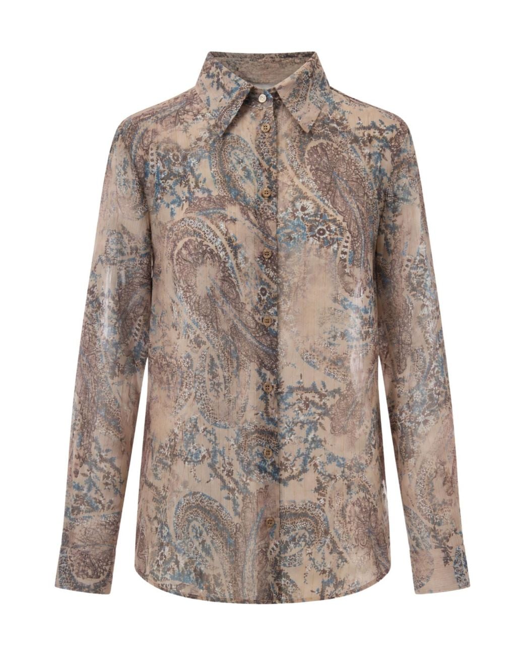 Liu Jo Brown Jacquard Curved Hem Shirt