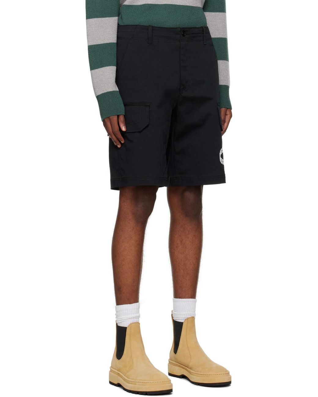 Moschino Black Logo Printed Bermuda Shorts for men