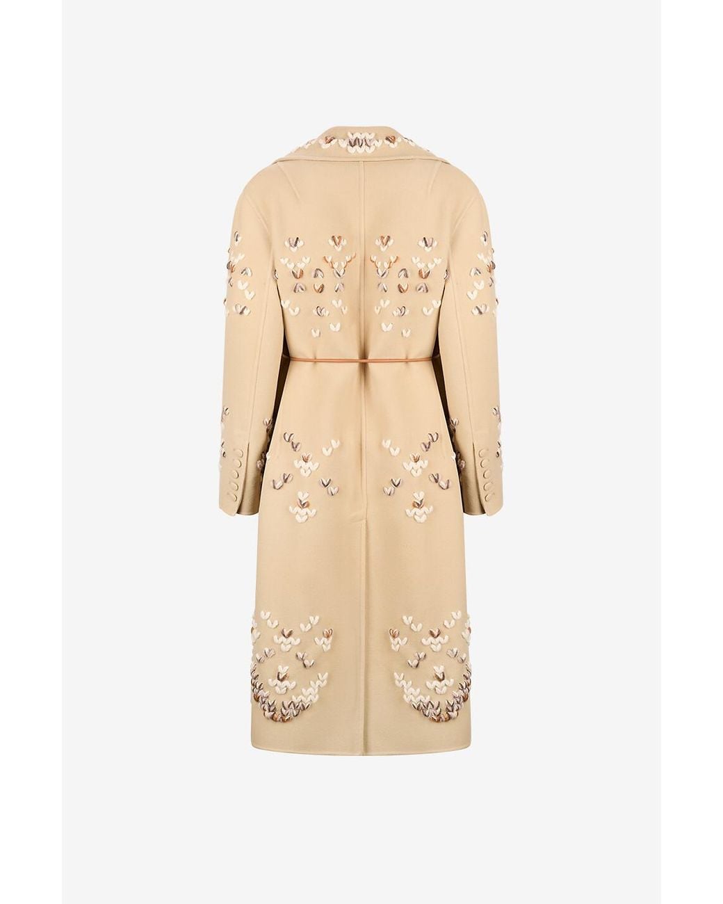 Ermanno Scervino Natural Embroidered Belted Coat