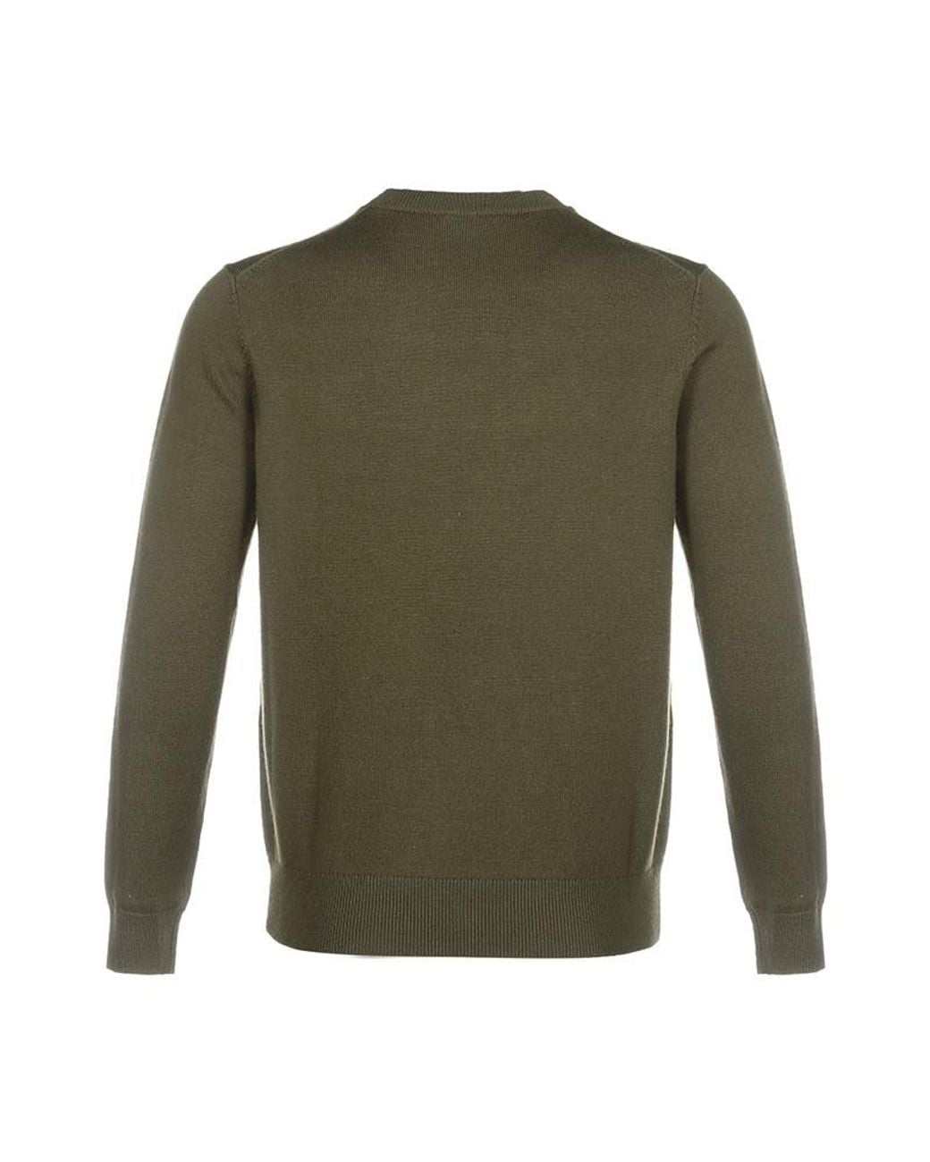 KENZO Green Embroidered Logo Wool Jumper for men