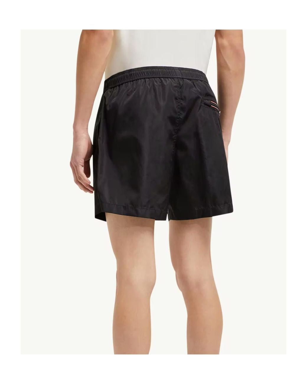Moncler Black Logo Patch Drawstring Swim Shorts for men