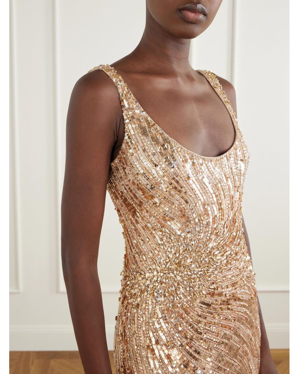 Jenny Packham Natural Sequin Sunflower Dress