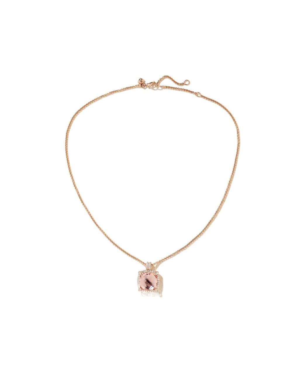 David Yurman Metallic Châtelaine 18-Karat Rose, Morganite And Diamond Necklace