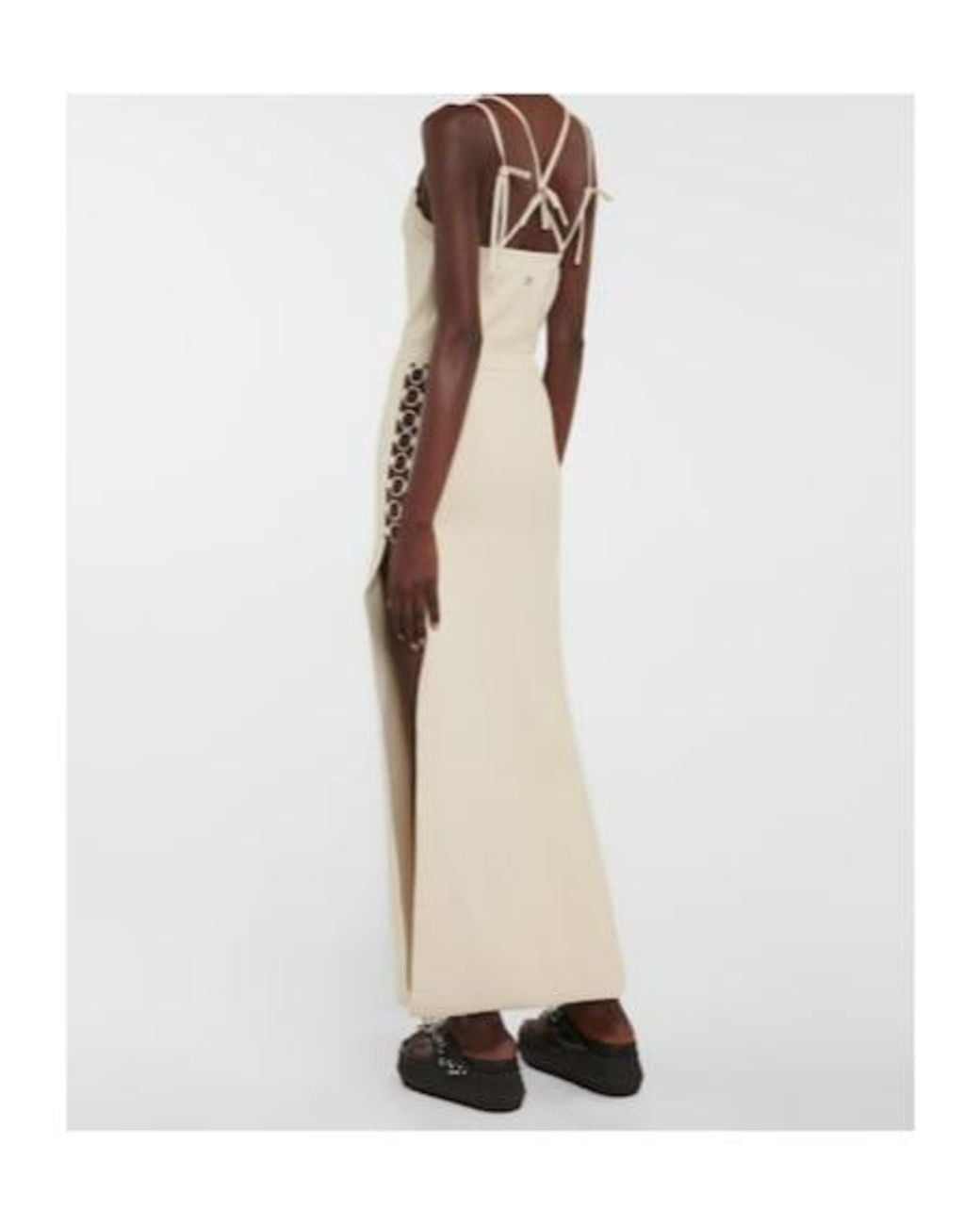 Rabanne White Embellished Knit Midi Dress